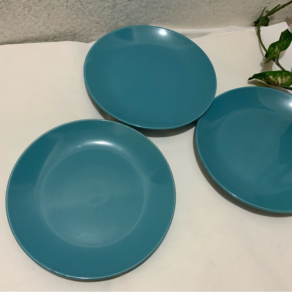 Target RE Room Essentials Turquoise Blue Teal Salad Plate Set of 3 Flat rim G17